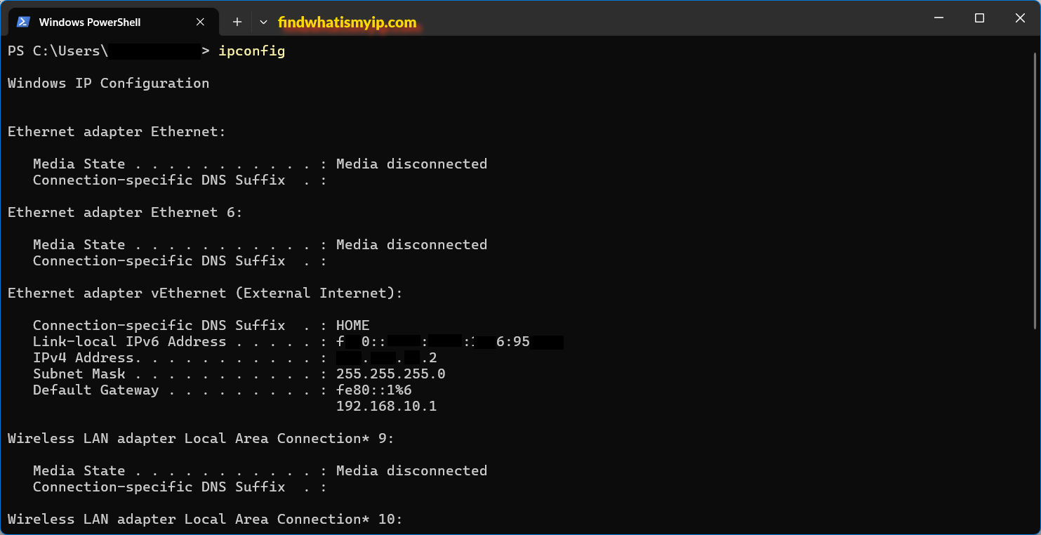 What is your ip with ipconfig